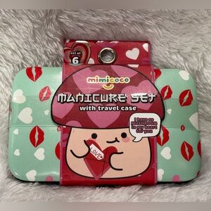 Mimicoco Manicure Set with love & kisses Travel Case mushroom wrapper